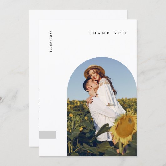 Modern Minimal Photo Wedding Thank You Card W Note Bedankkaart (Voorkant / Achterkant)