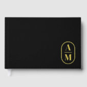 Modern Minimal Pill Monogram - Zwart en Goud Gastenboek (Voorkant)