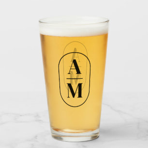 Modern Minimal Pill Monogram - Zwart Glas