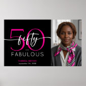 Modern Minimal Pink Fifty Fabulous Script Birthday Poster (Voorkant)