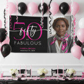 Modern Minimal Pink Fifty Fabulous Script Birthday Spandoek