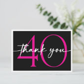 Modern Minimal Pink Forty Fabulous Script Birthday Bedankkaart (Staand voorkant)