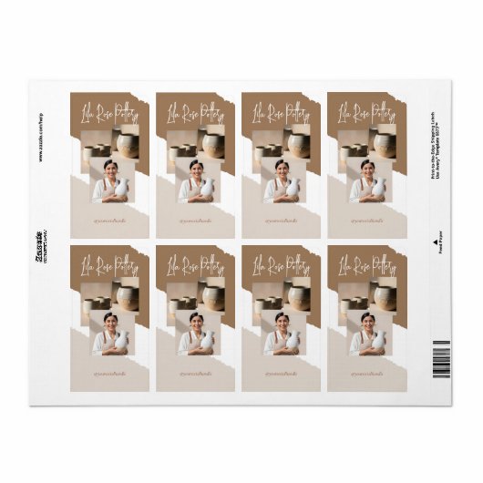 Modern Minimal Pottery Ceramic Business Box Wrap Etiket (Full Sheet)