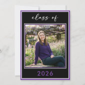 Modern Minimal Purple Script Graduation Party Kaart (Achterkant)