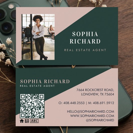 Modern Minimal Real Estate Agent Photo QR Code Visitekaartje