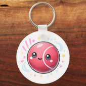 “Modern Minimal Red Ball Keychain | Pink & Blue Li (Voorkant)