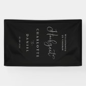 Modern, minimal, Schwarz "Willkommen" Hochzeit Spandoek (Horizontaal)