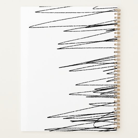 Modern Minimal Scribble Zwart-wit Abstract Planner (Achterkant)