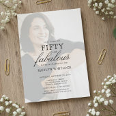 Modern Minimal Script 50th Birthday Party Kaart