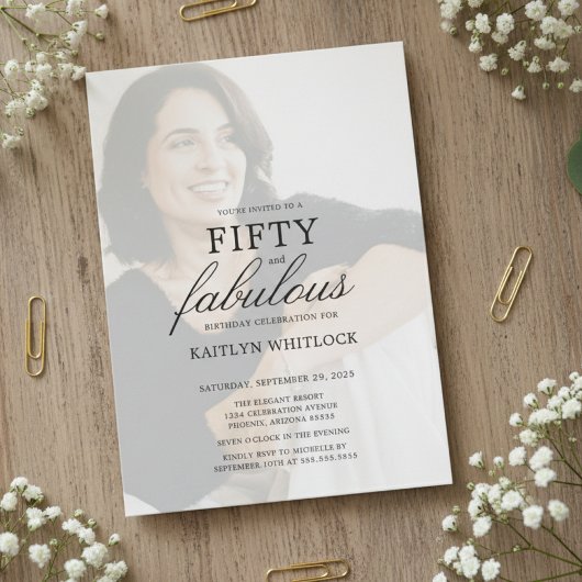 Modern Minimal Script 50th Birthday Party Kaart