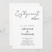 Modern Minimal Script Engagement Party Invitation (Devant / Derrière)