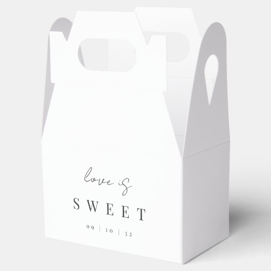 Modern Minimal Script Love is Sweet Wedding Bedankdoosjes (Geopend)