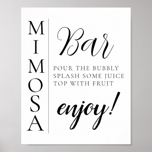 Modern Minimal Script Mimosa Bar Bord Poster (Voorkant)