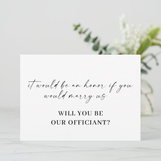 Modern Minimal Script Officiant Proposal Kaart (Staand voorkant)