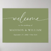 Modern Minimal Script Sage Green Wedding Welkom Poster (Voorkant)