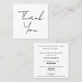 modern minimal script thank you for your order vierkante visitekaartje (Voorkant / Achterkant)
