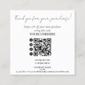 modern minimal script thank you for your order vierkante visitekaartje (Achterkant)