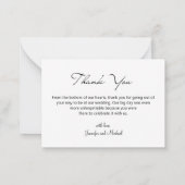 Modern Minimal Script Trouwfoto Dank u Notitiekaartje (Achterkant)