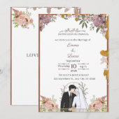 Modern Minimal Script Trouwkaart – Emma &  Kaart (Voorkant / Achterkant)