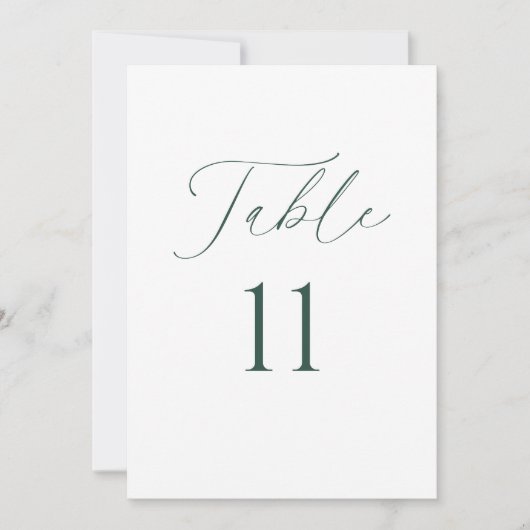 Modern Minimal Script Wedding Table Number Card Kaart (Voorkant)