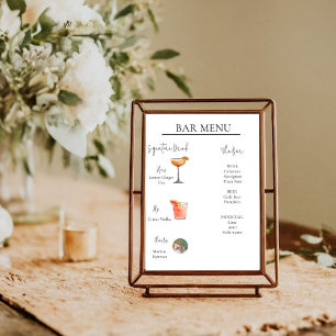 Modern Minimal Signature Drink Cocktail Bar Sign Poster