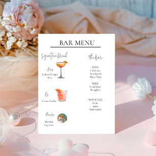 Modern Minimal Signature Drink Cocktail Bar Sign Reclamebord Met Voetstuk