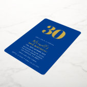 MODERN MINIMAL simpele 30ste verjaardag blauw Folie Uitnodiging (Gedraaid)