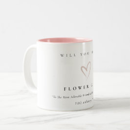 Modern Minimal Simple Blush Heart Bloemenmeisje Gi Tweekleurige Koffiemok