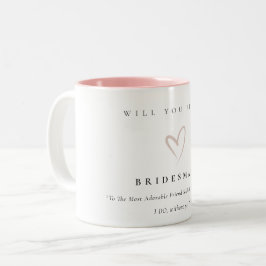 Modern Minimal Simple Blush Heart Bruidsmeisje Gif Tweekleurige Koffiemok