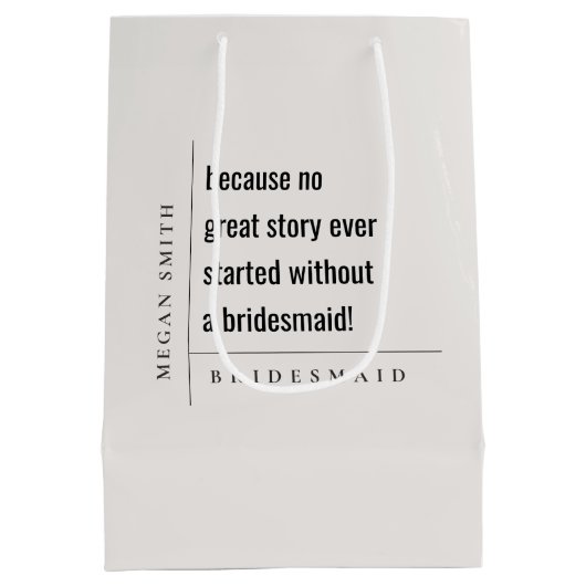 Modern Minimal Simple Bold Classy bruidsmeisje cad Medium Cadeauzakje (Achterkant)