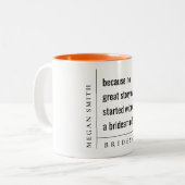 Modern Minimal Simple Bold Classy bruidsmeisje cad Tweekleurige Koffiemok (Voorkant links)