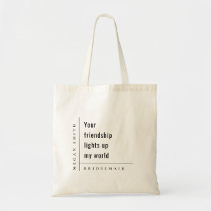 Modern Minimal Simple Friendship Bruidsmeisje Gift Tote Bag