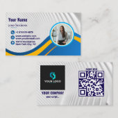 Modern Minimal Simple Professional QR code Photo Visitekaartje (Voorkant / Achterkant)