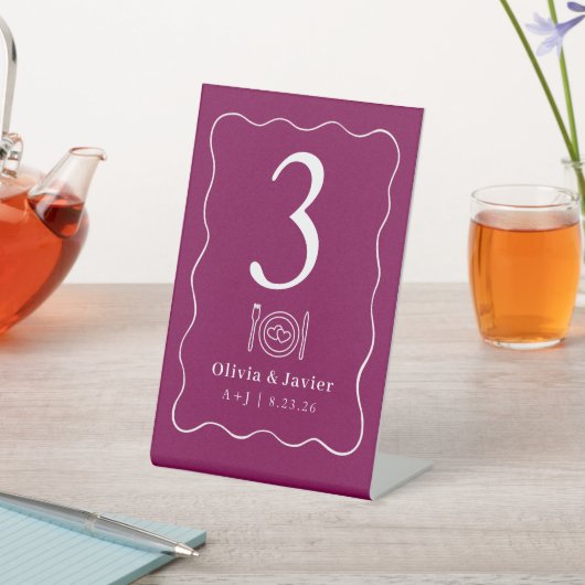 Modern Minimal Simple Wedding Table Numbers Reclamebord Met Voetstuk (Insitu)