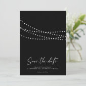 Modern Minimal String Lights Photo Save the Date  (Debout devant)