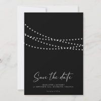 Modern Minimal String Lights Photo Save the Date 