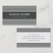 MODERN MINIMAL STRIPE donkere houtskool grijs wit Visitekaartje (Voorkant / Achterkant)