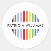 MODERN MINIMAL stripe logo rainbow pride LGBTQ Ronde Sticker (Voorkant)