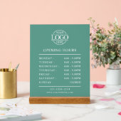 Modern Minimal Teal Green Business Opening Hours Acryl Bord (Huwelijk)