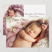 Modern Minimal Two Photo Birth Announcement Aankondiging (Voorkant / Achterkant)