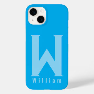 Modern minimal typography monogram sage bleu Hoesj Case-Mate iPhone 14 Hoesje