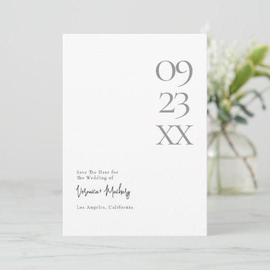 Modern Minimal Typography Wedding Save the Date (Debout devant)