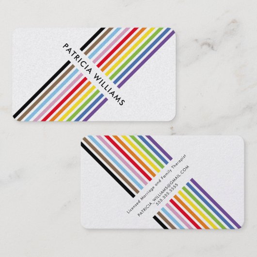 MODERN MINIMAL unique stripe rainbow pride LGBTQ Visitekaartje (Voorkant / Achterkant)