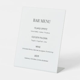 Modern Minimal Wedding Bar Menu Sign Reclamebord Met Voetstuk