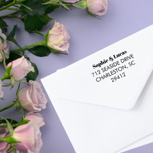 Modern Minimal Wedding Couple Naam Return Adres Rubberstempel