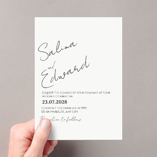 Modern Minimal Wedding Invitation (In situ (ordinateur de poche))