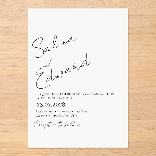 Modern Minimal Wedding Invitation (Recto)