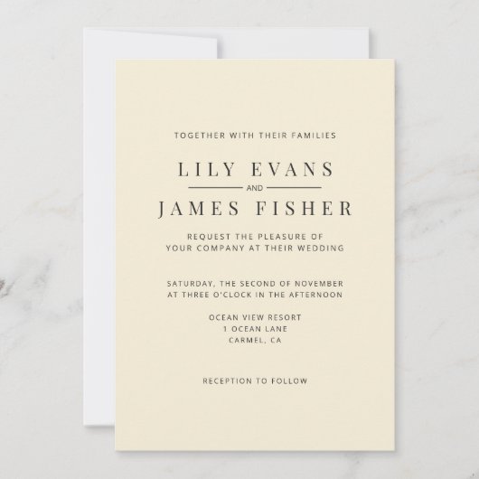 Modern Minimal Wedding Invitation (Devant)