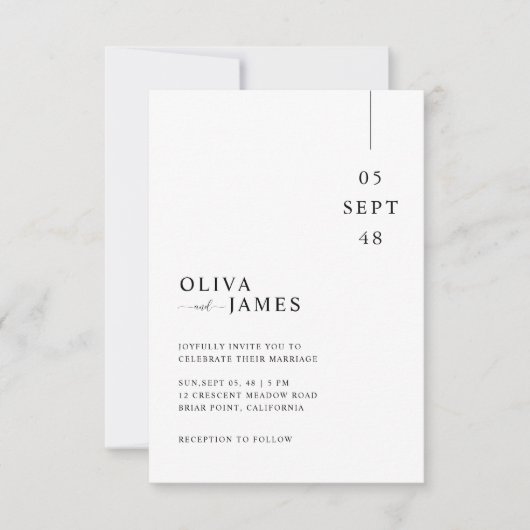 Modern Minimal Wedding Invitation (Devant)