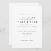 Modern Minimal Wedding Invitation Kaart (Voorkant / Achterkant)